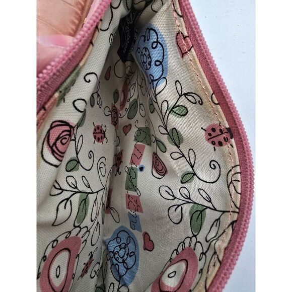 Vtg Brighton Crocodile Textured Pink Purse With Floral Detail & Printed Lining - Picture 4 of 5